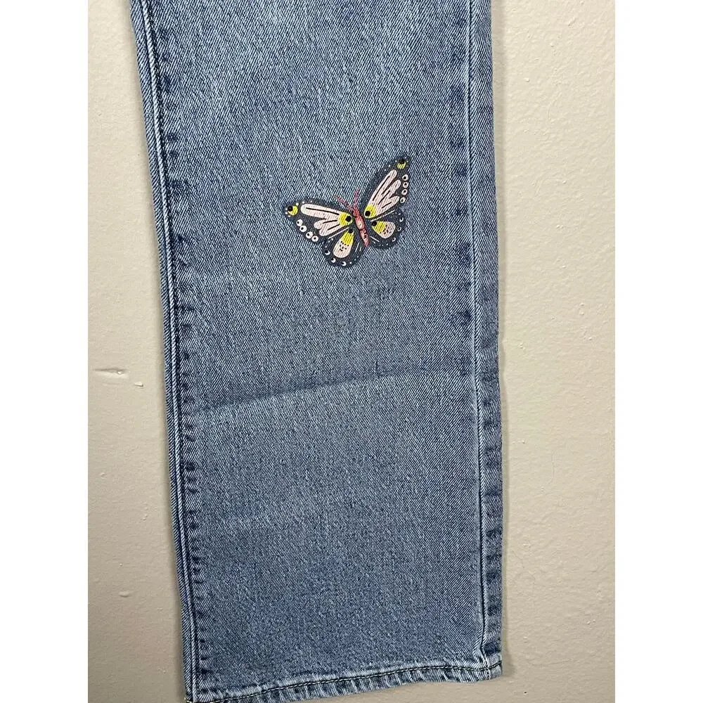 Girls Old Navy Light Wash Butterfly Jeans Sz 16